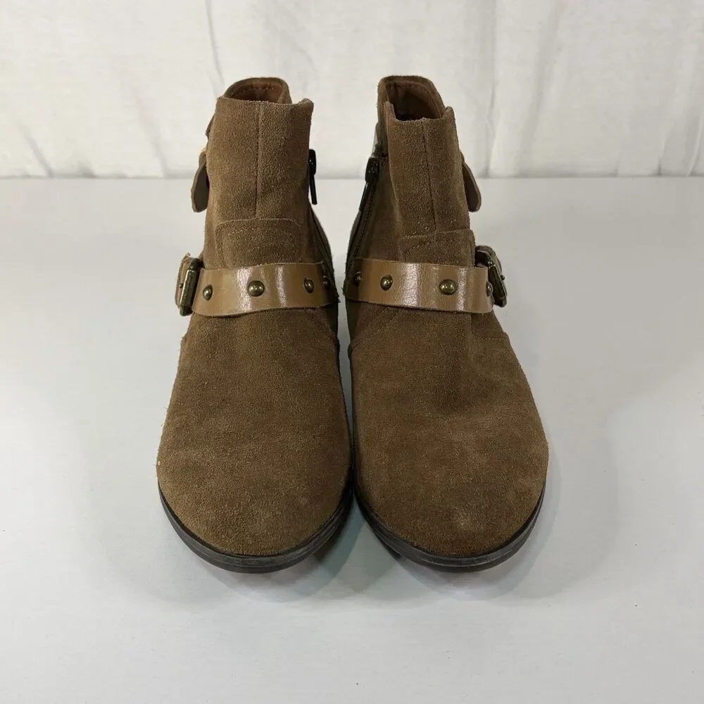 Crown Vintage Boots Womens 7.5 M Roberta Ankle Booties Brown Leather Side Zipper